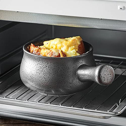 vicrays French Onion Soup Bowls With Handles, 26 Ounce for Soup, Chili, Beef Stew, Chip Resistant, Dishwasher Microwave Safe, Set of 4 (Gray) - color: Gray