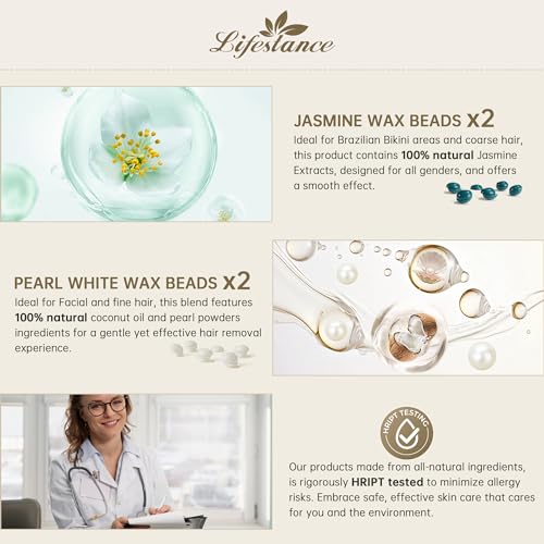 Lifestance L3 Waxing Kit for Women & Men - White - Digital Wax Pot | 400g Wax Beads, Silicone Wax Liner & Oil Spray Hair Removal Kit, Professional for Home Brazilian Bikini Face Leg Body - color: Enhanced LCD (White) Kit