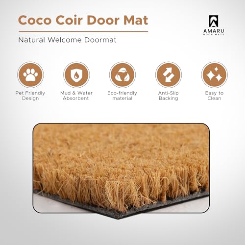 Coir Welcome Mat, Non-Slip, Sweet Home, 17 x 29 in | 100% Natural Coir, Anti-Shedding, Durable PVC Backing, Traps Dirt and Mud, Indoor and Outdoor Entryway, Easy to Clean - color: Sweet Home