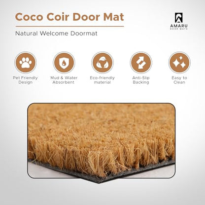Coir Welcome Mat, Non-Slip, Sweet Home, 17 x 29 in | 100% Natural Coir, Anti-Shedding, Durable PVC Backing, Traps Dirt and Mud, Indoor and Outdoor Entryway, Easy to Clean - color: Sweet Home