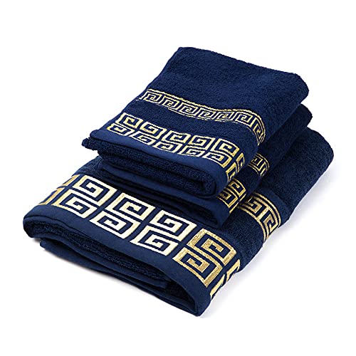 100% Cotton Highly Absorbent Embroidered Towels 3-Piece Towel Set Hotel Bath Towel, 1 Bath Towels, 2 Hand Towels Extra Thick Beach Bath Towels