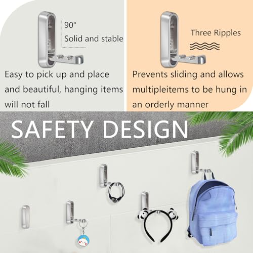4PCS Foldable Wall Hooks, Heavy Duty Zinc Alloy Folding Wall Hooks, Folding Coat Hooks Wall Mount Bathroom Foldable Towel Hooks for Hanging Clothes, Bags, Hats, Bathrobes, Keys and Kitchen (Silver) - color: Silver, size: 4 Hooks