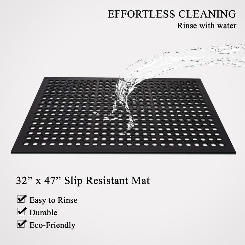A1 Home Collections Anti Fatigue Mat, 0.6" Thick Heavy Duty Rubber Floor Mat with Drainage Holes - Non-Slip Kitchen, Bar & Restaurant Mat, 36x60 in (3 Pack) - size: 3 Pack - 60"L x 36"W x 0.6"Th