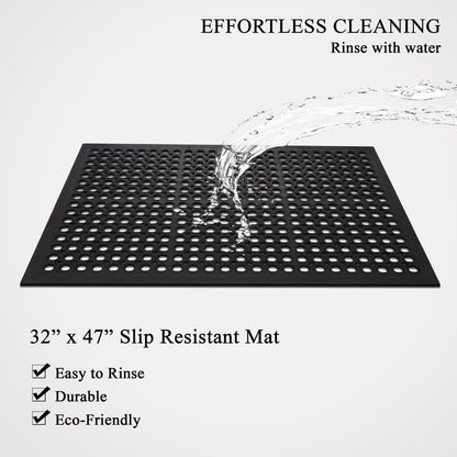 A1 Home Collections Anti Fatigue Mat, 0.6" Thick Heavy Duty Rubber Floor Mat with Drainage Holes - Non-Slip Kitchen, Bar & Restaurant Mat, 36x60 in (3 Pack) - size: 3 Pack - 60"L x 36"W x 0.6"Th