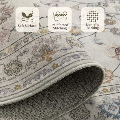 3x5 Entryway Rug,Grey Washable Area Rug | Soft,Machine Washable & Non Slip,Low Pile,Ideal for Girls Room, Nursery,Kids Room - color: Grey, size: 3' x 5' (Rectangular)