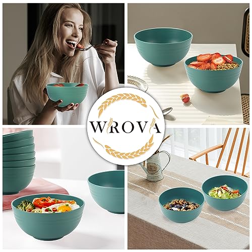 Wheat Straw Bowl Sets,8 PCS Unbreakable Cereal Bowls 26 OZ,Microwave and Dishwasher Safe Bowls,Kids Bowl suitable for cereal,salad,snack and soup (Green) - color: Green, size: 26 oz