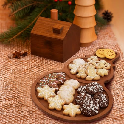 Snowman Christmas Serving Tray Platter Charcuterie Board Christmas Wood Serving Dish Cutting Board Rustic Farmhouse 11.42 x 10.43 Inches Table Plate for Cheese Food Fruit Party - style: Snowman