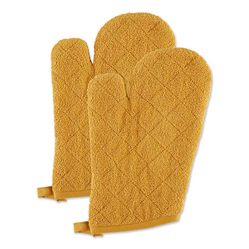 DII Basic Terry Collection 100% Cotton Quilted, Oven Mitt, Honey Gold, 2 Piece - color: Honey Gold, size: Oven Mitt