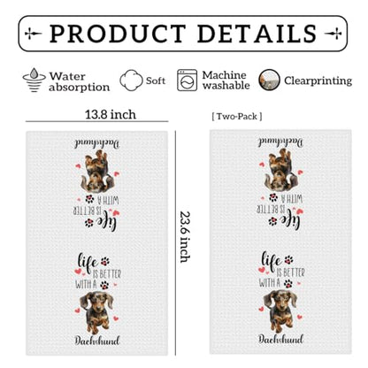2 Pcs Dachshund Kitchen Towels, Dachshund Gifts for Woman, Wiener Dog Gifts | Puppy Every Meal You Make Cloth Hand Tea Towels for Bathroom Kitchen,Birthdays, Christmas, Party Gifts, Reusable Microfiber - color: Dachshund Humor