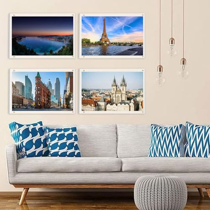 Kalami 8.5x14 Acrylic Wall Mount Picture Frame Self Adhesive | No Drill Floating Frameless Clear Photo Frame for Home Office School Picture Display-Full Frame is 9x15 - size: 8.5 x 14 in