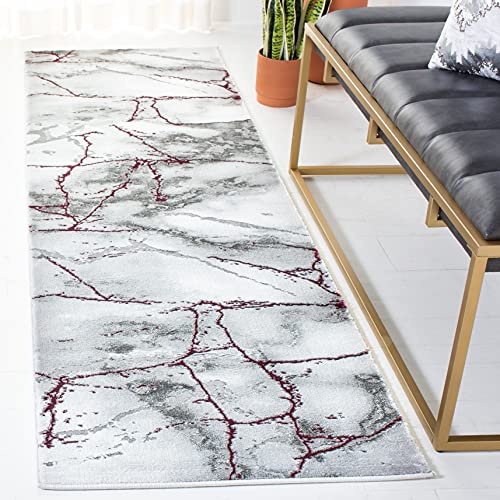 SAFAVIEH Craft Collection Runner Rug - 2'3" x 6', Grey & Wine, Modern Abstract Design, Non-Shedding & Easy Care, Ideal for High Traffic Areas in Living Room, Bedroom (CFT877S) - color: Grey/Wine, size: 2'3" x 6' (Runner)