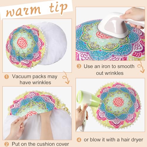 Ganeen 12 Pcs Floor Cushions for Classroom 16'' Boho Kids Seating Pillow Flexible Floor Cushions Meditation Pillows for Toddler Sitting Home School Classroom Kindergarten Daycare Nursery(Round)