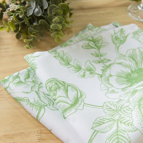 PLOYMONO Green Floral Cloth Napkins - 8 Pack 17" x 17" Polyester Napkins | Heavy Duty 180 GSM Cloth Napkins with Hemmed Edges - Great for Restaurants, Weddings, Parties, Banquets Dinner - color: Green Floral