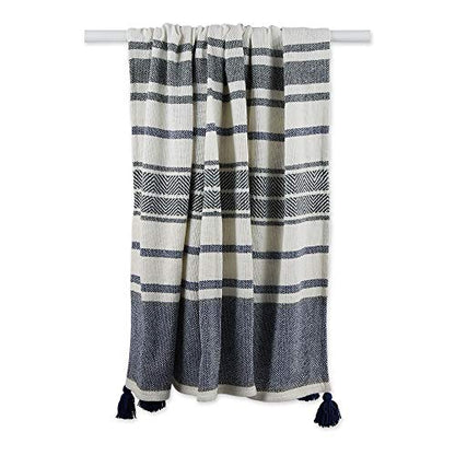 DII New Traditional, 2-Tone Chevron Stripe Throw, 50x60, Navy - color: Navy