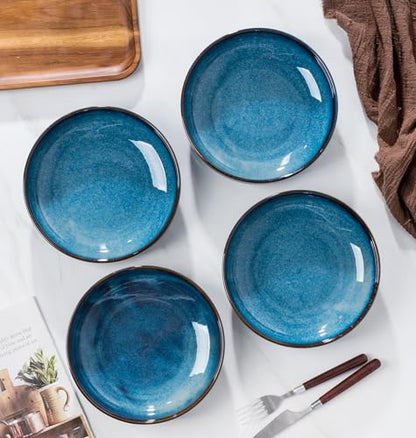 Set of 4-Serving bowls- Stackable Serving Bowls Sets for Pasta, 8.5 IN | Perfect for Housewarming, -Royal Blue (Royal Blue, 8.5 IN)