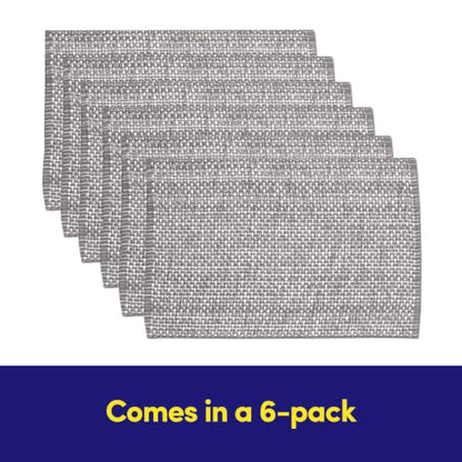 Sweet Home Collection 100% Cotton Placemats for Dining Room Rectangle Two Tone Woven Fabric 13" x 19" Soft Durable Table Mat Set, Set of 6, Gray - color: Gray, size: Rectangle 13" x 19"