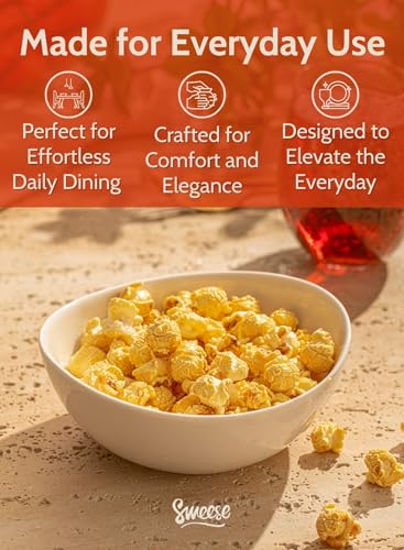 Sweese Porcelain Bowls Set of 4-18oz, 6 Inch, Versatile for Soup, Cereal, Fruit, Rice - Microwave, Dishwasher, Oven Safe, White - size: 6.2 Inch