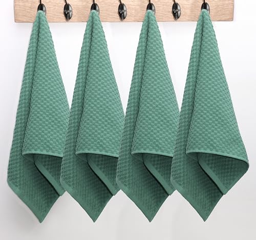 COTTON CRAFT Amazing Kitchen Towel - 12 Pack 100% Cotton Waffle Terry Towel | Seafoam 16x28 inch Euro Café Waffle Weave Dish Towels - Soft Absorbent Quick Dry Low Lint Reusable Pantry Bar Cleaning Cloth - color: Seafoam, size: 12 Pack