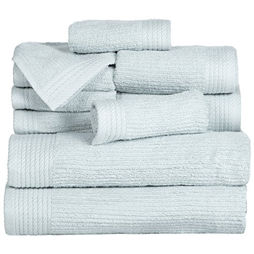 Lavish Home Ribbed 100% Cotton 10 Piece Towel Set - Seafoam - color: Seafoam, size: 27" x 54"
