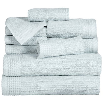 Lavish Home Ribbed 100% Cotton 10 Piece Towel Set - Seafoam - color: Seafoam, size: 27" x 54"