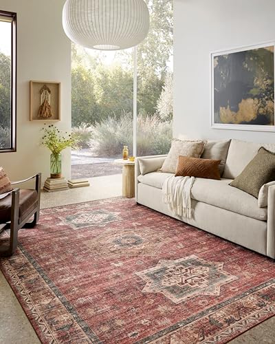 Loloi Anniston Spice/Multi 2'-3" x 3'-9" Accent Rug | ANS-04 Machine Washable Printed Approx. 2x4 Red Entryway Kitchen, Traditional, Distressed, Accent Rug - color: Spice / Multi, size: 2'3" x 3'9" (Rectangular)