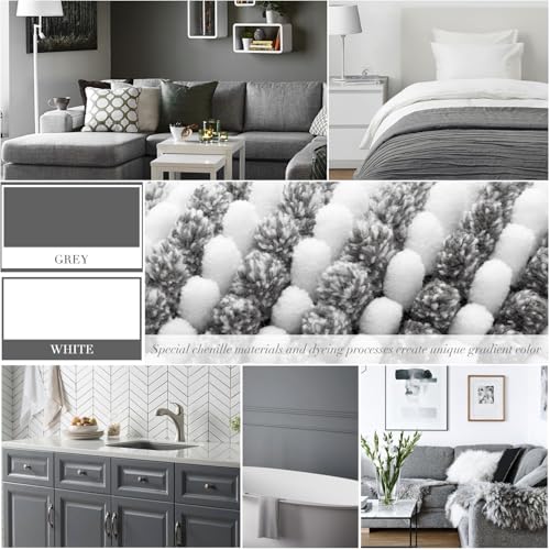 Bathroom Rugs Sets 3 Piece, Toilet Rugs U-Shaped Contour Bath Mat Set, Striped Absorbent Non Slip Chenille Shower Mat, Gray - color: Grey, size: 20"x32"+16"x24"+U Shape 20"x24"