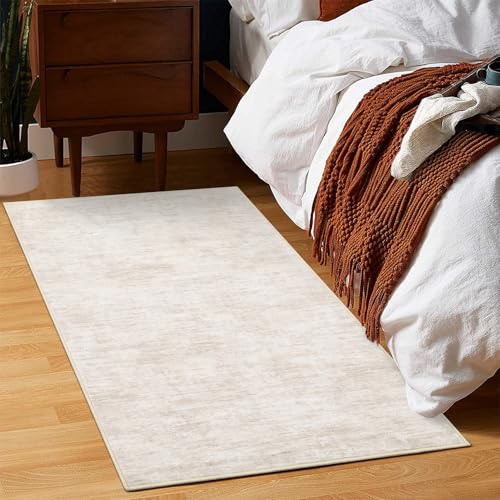 Small Area Rug 2x3 Entryway Mat with Rubber Backing Stain Resistant Throw Carpet Modern Solid Color Bath Mat Contempowary Washable Rug for Living Room Bedroom Dining Room Kitchen, Beige 2x3 - color: Beige, size: 2' x 3' (Rectangular)