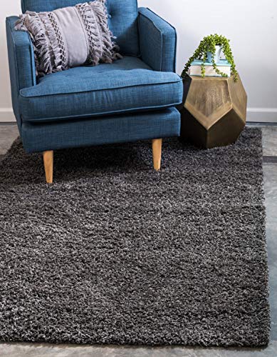 Unique Loom Solid Shag Collection Area Rug (2' x 3' 1" Rectangle, Graphite Gray) - color: Graphite Gray, size: 2' x 3'1" (Rectangular)