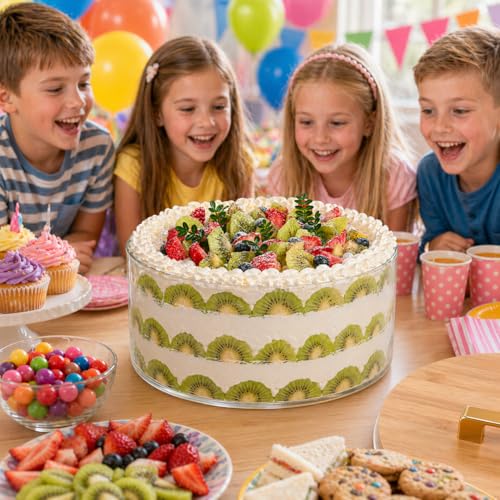 Glass Trifle Bowl with Airtight Lid, 155oz Large Salad Bowl, Glass Serving Bowl for Popcorn, Cake, Salad, Fruit, Baking, Dessert and Party Diy, BPA Free, Oven, Dishwasher Safe - size: 9 INCH