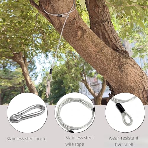 4 Pcs 40 Inch Premium Metal Planter Hangers，Bird Feeder Cable for Tree with Carabiner Clip，Bird House Hanging Hook and Chain Wire for Bird Feeders and Birdhouses，Baths，Baskets，Suet，Outdoor Camping