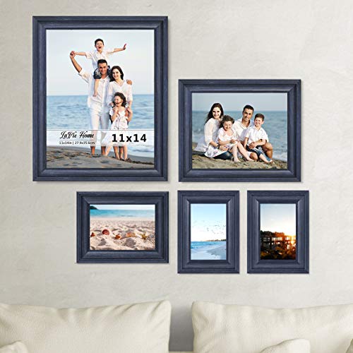 5x7 Picture Frames (3 Pack, Bule) Rustic Photo Frame Set with High Definition Glass for Wall Mount & Table Top Display - color: Blue, size: 5x7