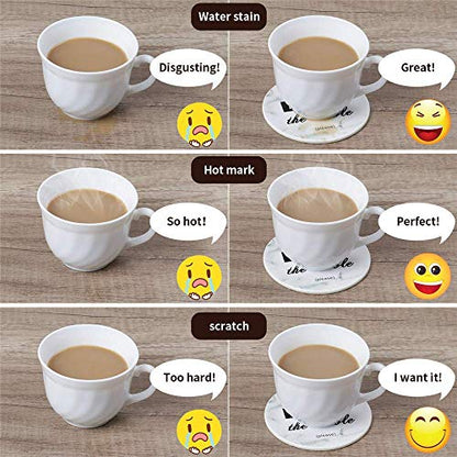 Funny Coasters, 6 Pcs Leather Coasters with Holder, Perfect Housewarming Hostess Gifts, Protect Furniture from Water Marks Scratch and Damage(6Pcs, White Marble) - color: White