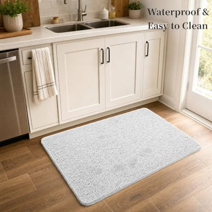 Non-Slip PVC Loofah Bath Mat, 19.6"x47"Inch Quick Dry Shower Mat, Soft White Bathroom Mat with Efficient Drainage, Machine Washable for Tub & Wet Areas - color: White, size: 47" x 19.6" (Rectangular)