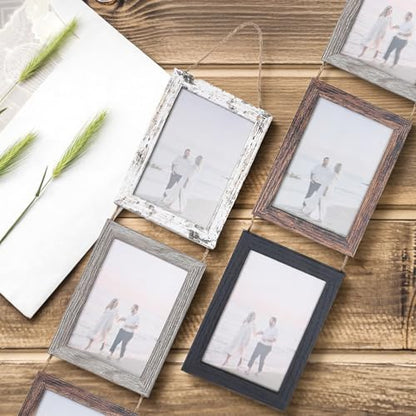 2 Set 5 x 7 Rustic Picture Frames Multiple, 8 Opening Hanging Photo Frames for Friend Family Wedding Pictures, Farmhouse Decor, Wedding Housewarming Christmas Gifts