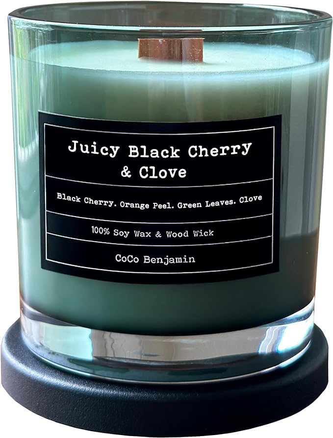 100% Soy, Highly Scented, Hand Poured Soy Candle (Juicy Black Cherry & Clove (Wooden Wick)) - style: Juicy Black Cherry & Clove (Wooden Wick)