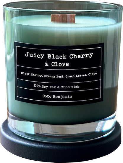 100% Soy, Highly Scented, Hand Poured Soy Candle (Juicy Black Cherry & Clove (Wooden Wick)) - style: Juicy Black Cherry & Clove (Wooden Wick)