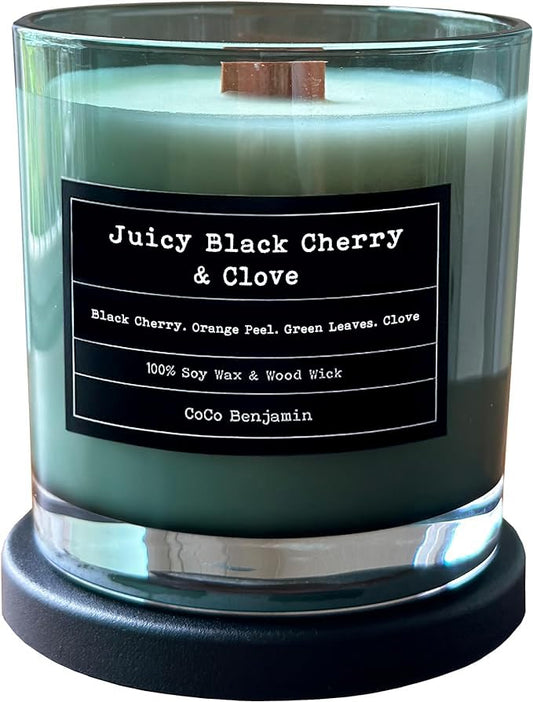 100% Soy, Highly Scented, Hand Poured Soy Candle (Juicy Black Cherry & Clove (Wooden Wick)) - style: Juicy Black Cherry & Clove (Wooden Wick)