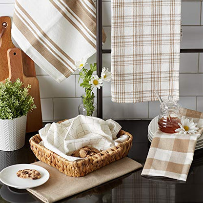 DII Basic Kitchen Large Cotton Dishtowel Set of 5, 18x28, Stone - color: Stone