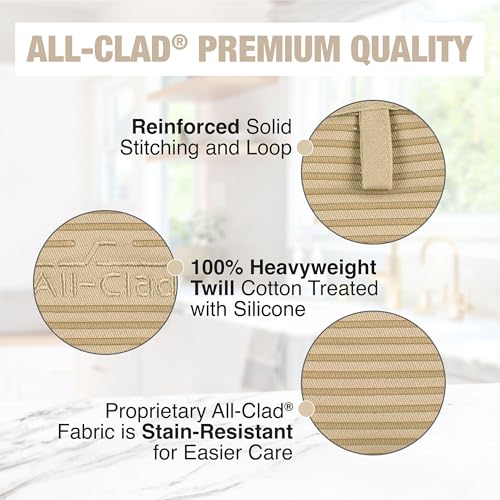 All-Clad Premium Pot Holder & Hot Pad: Heat Resistant to 500 Degrees - 100% Cotton, 10"x6.25" Hot Pad for Kitchen and Barbeque, (1-Pack), Cappuccino - color: Cappuccino, size: 1 Pack