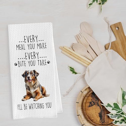 Gqtt Australian Shepherd Dish Towels Set - Funny Decorative Waffle Kitchen Towels, Hand Tea Towels, Gifts (1624 Inches, Set of 2) - color: Australian Shepherd