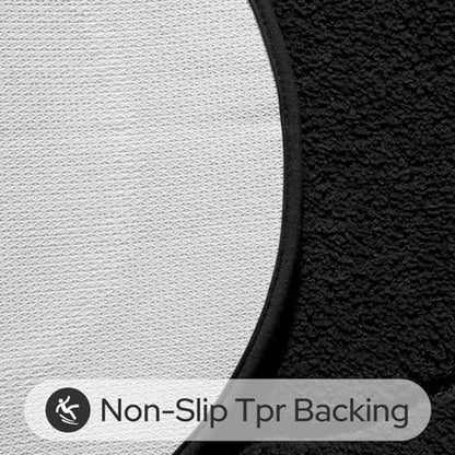 HOMEIDEAS Black Oval Bathroom Rug Sets 2 Piece 20" x 32" + 16" x 24" | Microfiber Bath Mats, Non-Slip TPR Backing, Ultra Absorbent & Quick Dry, Machine Washable for Bathroom, Shower, Tub - color: Black