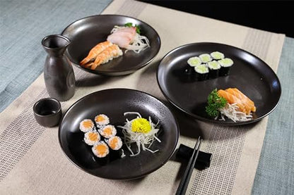 8 Inch Ceramic Pasta Bowls Salad Bowls Large Ceramic Serving Bowls for Soup, Dessert, Shallow Bowls Plates for Dinner (4Pack, Dark Brown) - color: Dark Brown
