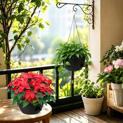 DANALLAN Hanging Planters for Indoor Plants, 2Pcs 12 Inch Self Watering Hanging Planter Basket Large Plastic Plant Holder with Removable 50 Oz Reservoir for Window Porch Garden Balcony