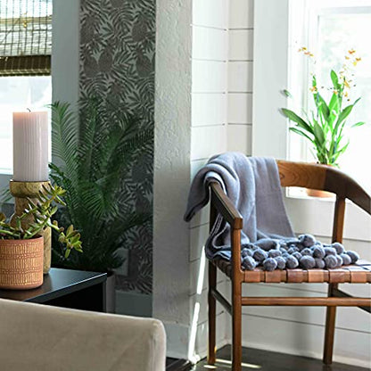 Main + Mesa Woven Cotton Pom Pom Throw - color: Graphite