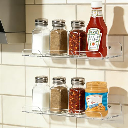 Acrylic Shower Shelves, Adhesive Shelf, Floating Shower Caddy Organizer for Home Decor,Clear Shower Shelf,No Drilling Wall Mounted Bathroom Shelves