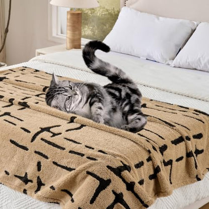 Minimalist Fleece Throw Blanket-Cozy Soft Lightweight Fuzzy Throw Blanket for Sofa, Couch, Bed & Chair,Camel, 50" x 60" - color: Camel