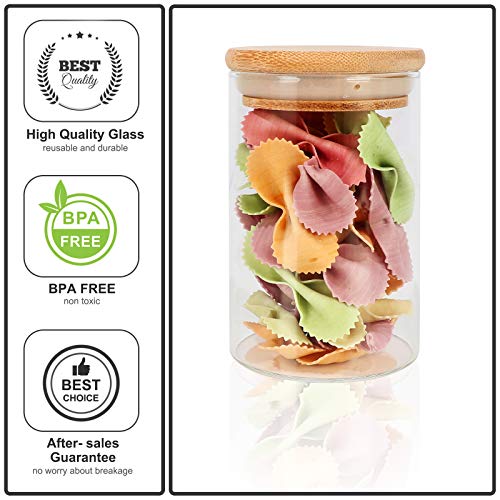 DHSBTLS 15 Pack 8 oz Glass Jars With Bamboo Lids for Kitchen, Pantry | Borosilicate Airtight Canisters, Food Storage Container, Pantry Organization, Kitchen Sets, Spice Containers - size: 8 fl oz (15 pcs)