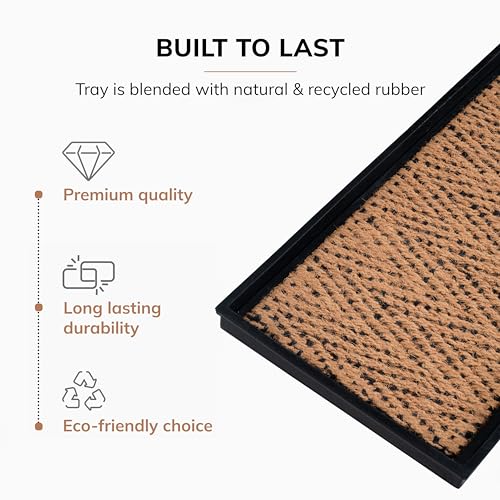 Anji Mountain AMB0BT2F-003 Black Rubber Boot/Shoe Tray with Coir, Fits 2 Pair (24.5" Wide), Tan & Black Insert - color: Tan and Black Insert, size: 24" x 14" x 1.5"
