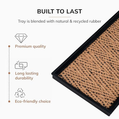 Anji Mountain AMB0BT2F-003 Black Rubber Boot/Shoe Tray with Coir, Fits 2 Pair (24.5" Wide), Tan & Black Insert - color: Tan and Black Insert, size: 24" x 14" x 1.5"