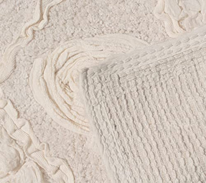 Home Weavers Bath Mat, Modesto Collection 100% Cotton, Rectangle 17''x24'', Soft Absorbent Bath Rug, Non Slip, Quick Dry, Washable, Ivory